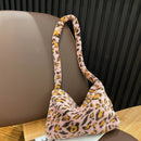 Animal Pattern Shoulder Underarm Bag Women Plush Top-handle Handbag (2)