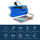 Solar Hand Crank Radio AM/FM Radio with LED Flashlight for Outdoor (Blue)