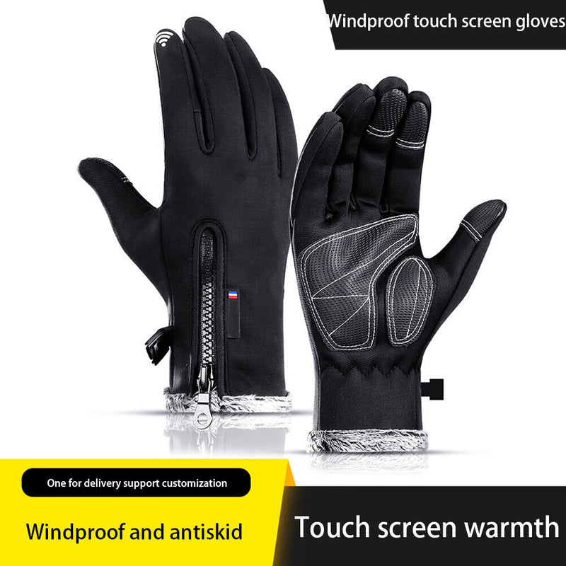 1 Pair Winter Anti-Brief Bike Cycling Fleece Gloves Windproof Full Finger Center