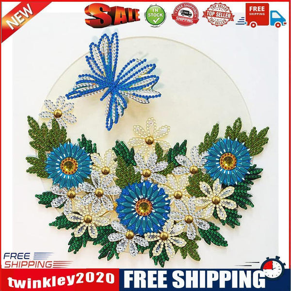 DIY Diamond Painting Kit Blue Flower Butterfly Partial Special Shape Drill