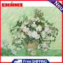 Frameless Painting By Numbers DIY White Rose Hand Painted Canvas Oil Art Picture