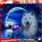 5D DIY Round Drill Diamond Painting Night Wolf Cross Stitch Embroidery Kit Newly