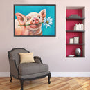 5D DIY Diamond Painting Pig with Daisy Full Round Drill Home Decoration Gif
