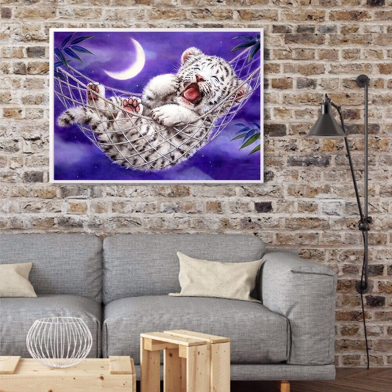 5D Full Round Drill Wall Poster DIY Little Tiger Rhinestone Diamond Painting Kit