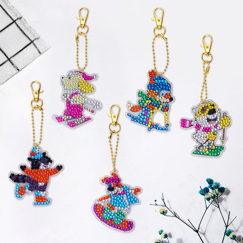 Snow Sports Diamond Painting Keychain DIY Crystal Drill Key Ring (YS014) Newly