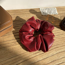 French Women Scrunchie Solid Leather Hair Tie Rope Holder Elastic Hair Rubber