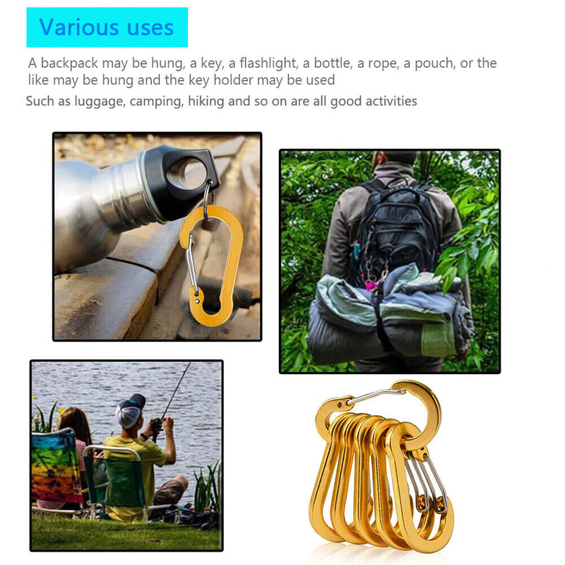 #A 6pcs Outdoor Camping Carabiner Aluminum Alloy Backpacking Hanging Buckle Tool