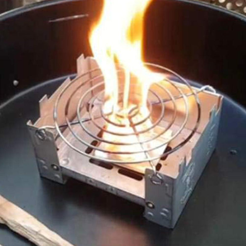 Foldable Outdoor Camping Picnic Tackles Wax Stove+Stainless Steel Disc Wire R