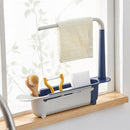 Telescopic Sink Storage Rack Holder Adjustable 2-in-1 Sink Organizer (Blue)