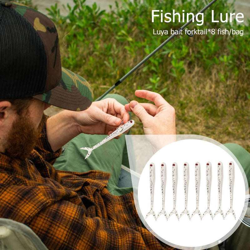 8pcs/lot Soft Fish Fork Tail Fishing Lures Artificial 1.7g 8cm Bionic Baits F