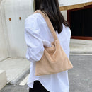 Women Plush Cherry Printing Shoulder Underarm Bag Retro Ladies Small Handbags