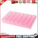 28 Slots Plastic Storage Box Nail Art Rhinestone Jewelry Display Case(Pink)