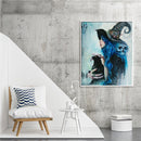 Witch Holding Cat Oil Paint By Numbers DIY Acrylic Painting on Canvas Crafts Kit