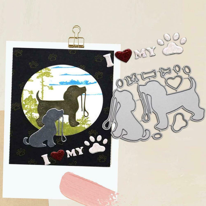 Adorable Dog Metal Cutting Template Card Making Stencil Decoration O7Q2