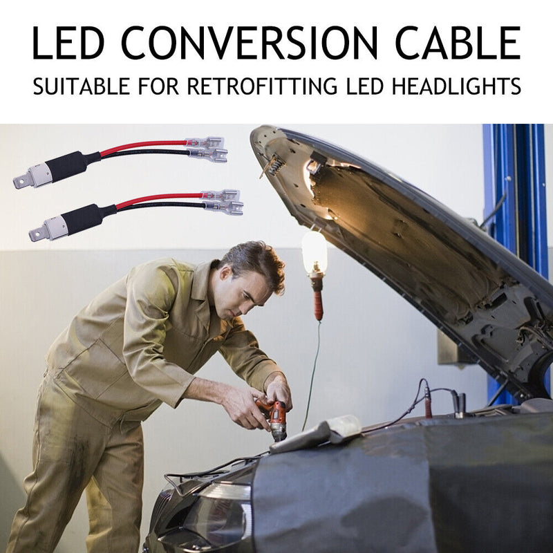 2pcs H1 LED Headlight Bulbs Replacement Conversion Wiring Line Adapter Holder