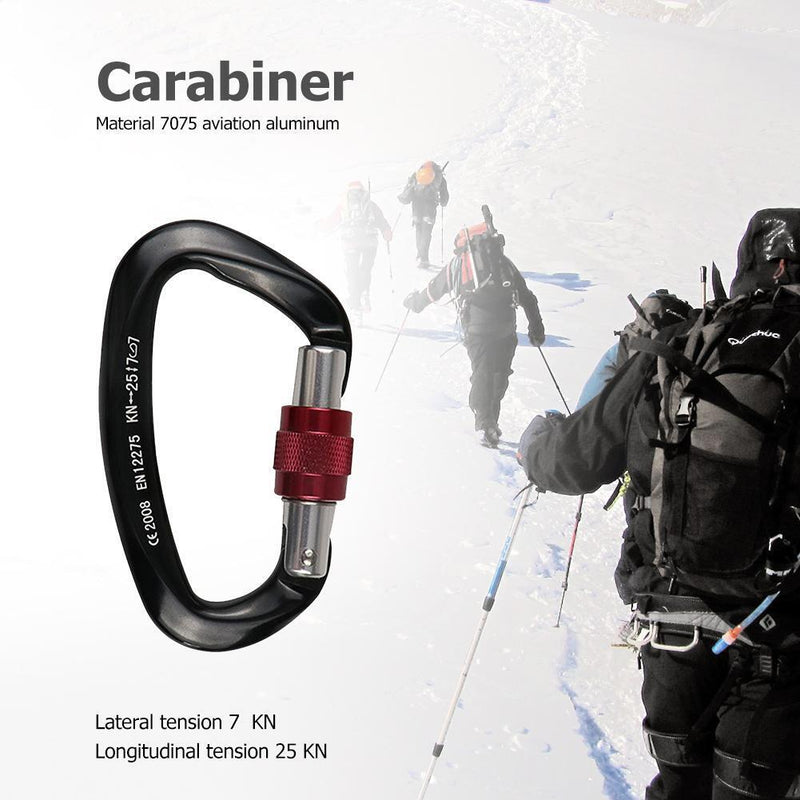 25KN Rock Climbing Carabiner D-Shaped Locking Screwgate Carabiner Hot-Forged