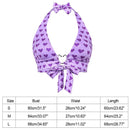 Sexy Halter Love Print Lace-up Tank Tops Women Backless Camisole (Purple L)