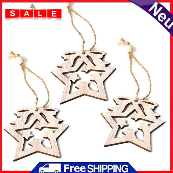 3pcs Nordic Style Wooden DIY Hanging Ornaments Christmas Holiday Decorations