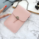 Touch Screen Phone Purse Women PU Shoulder Chain Mini Pouch (Light Pink)