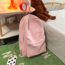 Simple Classic Backpack Teens Girls Solid Student Large Capacity School Book Bag