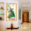 Peacock Peony Flower 5D DIY Diamond Cross Painting Sewing Crafted Diamond Stick