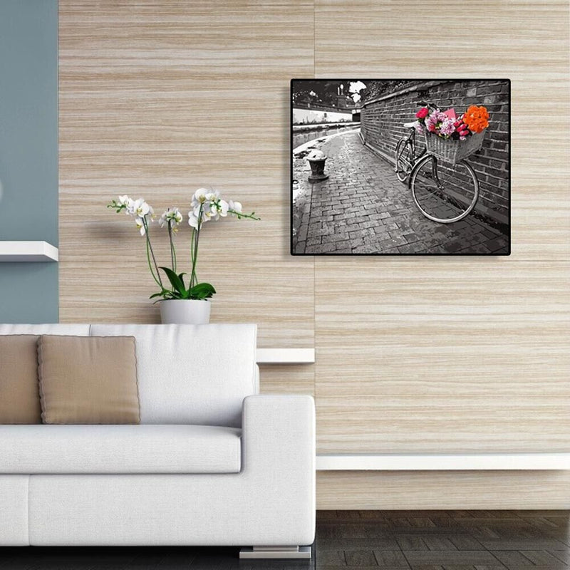 Painting By Numbers DIY Kit Rose Bike Canvas Oil Wall Art Picture Gift Ornaments