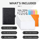 A6 Budget Binder Kit 6-Ring / PU Leather Money Organizer for Cash (Black) Newly