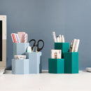 3 Lattices Makeup Brush Storage Box Cosmetics Pen Holder Organizer (Blue) Newly