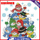 Partial Embroidery 11CT DIY Cross Stitch Stamped Christmas Snowman Pile Crafts
