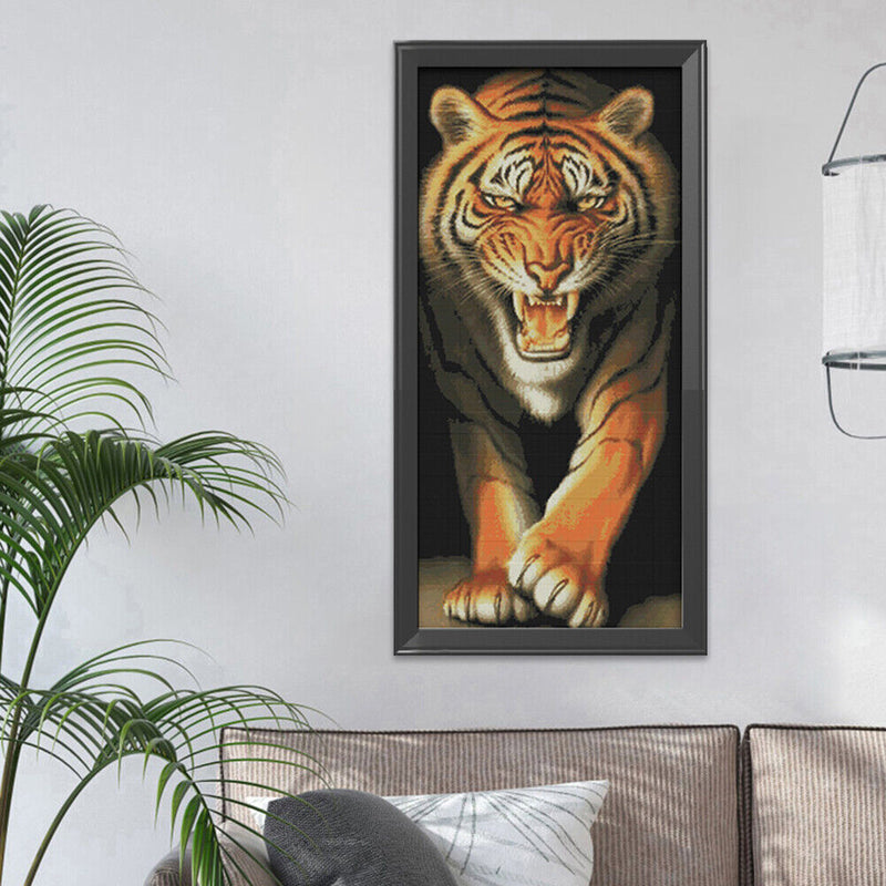 Tiger Cross Stitch 11CT Stamped Animal Pattern Handmade Embroidery Sets Decor