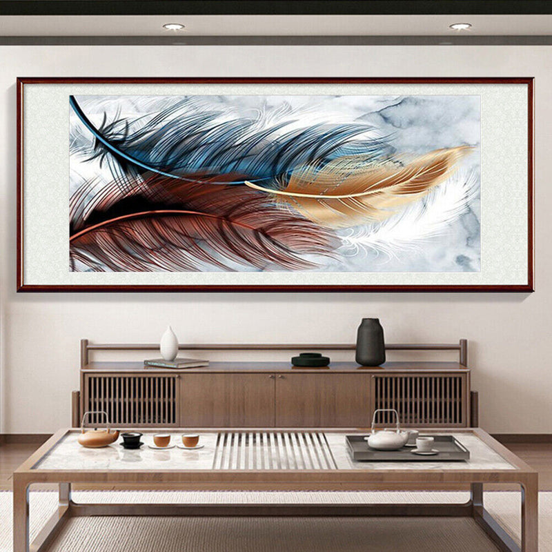 5D Diamond Painting Feather Full Round Mosaic Picture DIY Home Decor 80x40cm