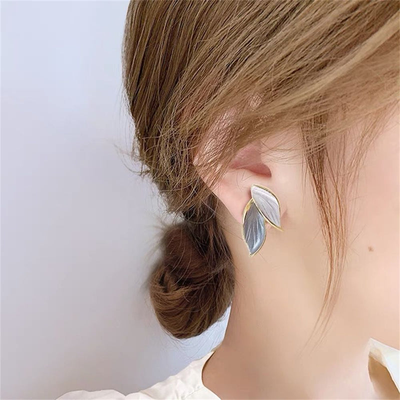 Style Women Leaf Stud Earrings Ear Studs Leaf Ear Thread Jewelry Accessories