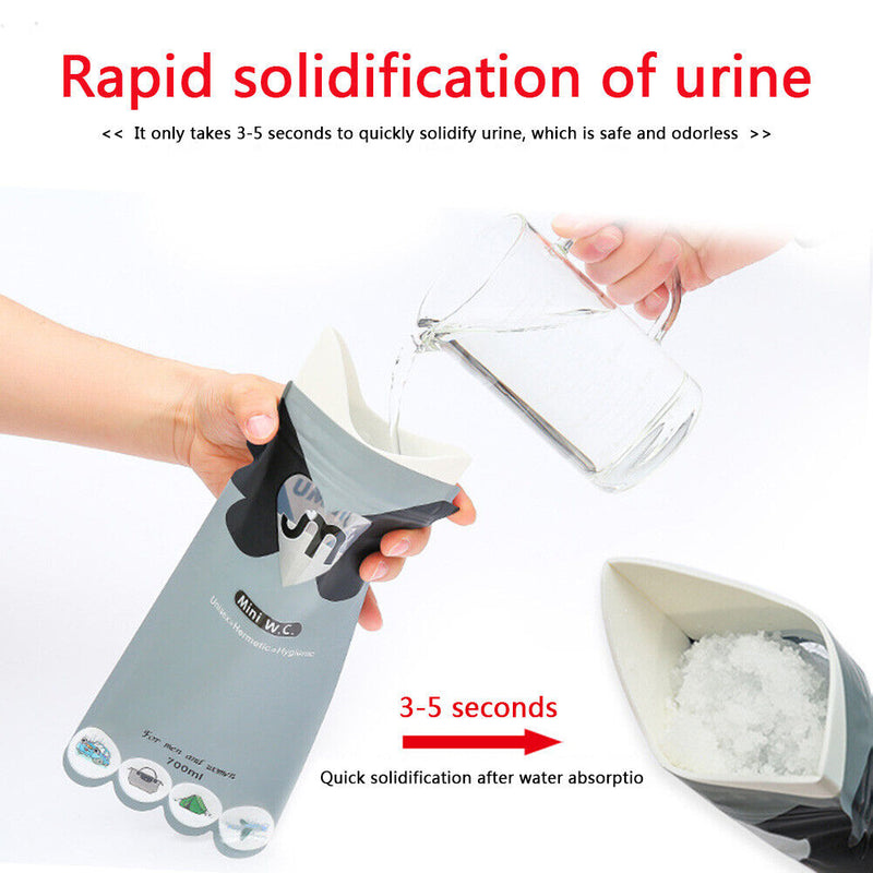 3pcs Disposable Urinal Travel Traffic Jam Emergency Pee Vomit Bags (Grey) Newly