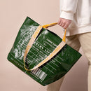 Women Nylon Woven Top-handle Bag Lady Large Capacity Handbag (Green L)