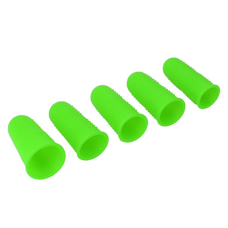 Anti-slip Hot Glue Gun Finger Caps Silicone Finger Cover Sleeve (Green 5pcs