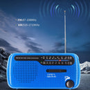 Solar Hand Crank Radio AM/FM Radio with LED Flashlight for Outdoor (Blue) Newly