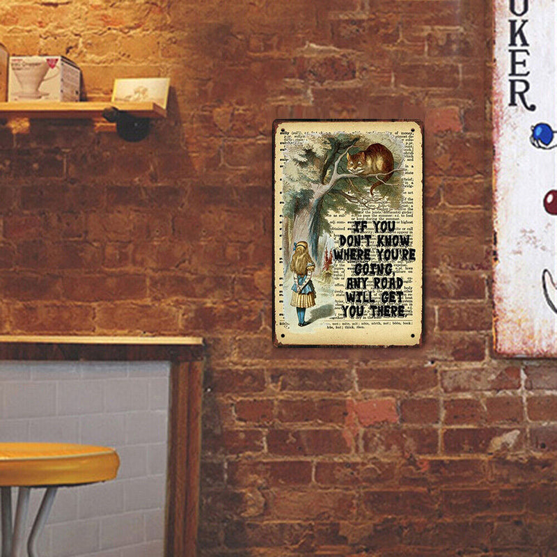 Home Bar Cafe Garage Decor Wall Poster Rectangular Plate Metal Tin Drawing Flat