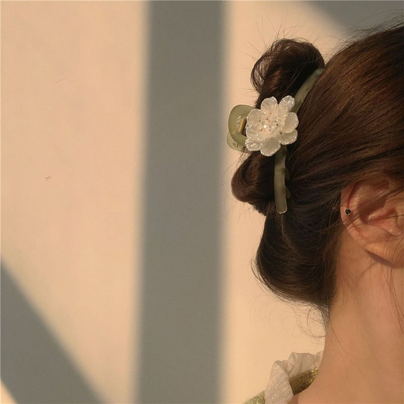 Elegant Side Clip Camellia Catch Clip Shark Clip Strongly Fixed Headwear