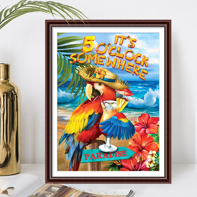 40x50cm Oil Paint By Numbers Vacation Parrot Frameless Picture Craft Home Decor