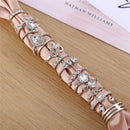 Color Elegant Statement Rings Set Hollow Heart Boho Finger Ring Leaves Flower