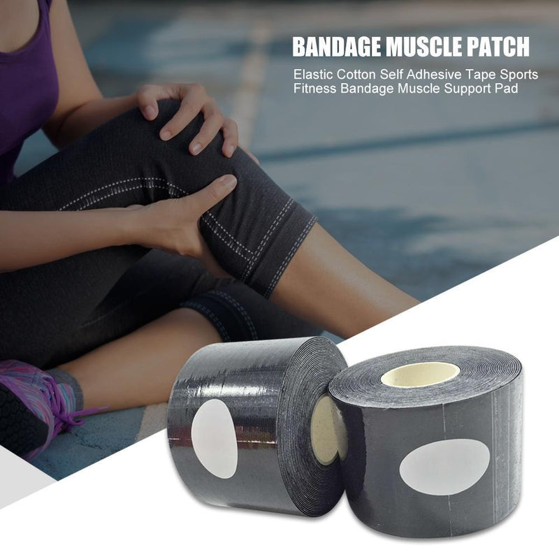 3.8cmx5m Elastic Adhesive Tape Sports Bandage Muscle Support Pads (Black)