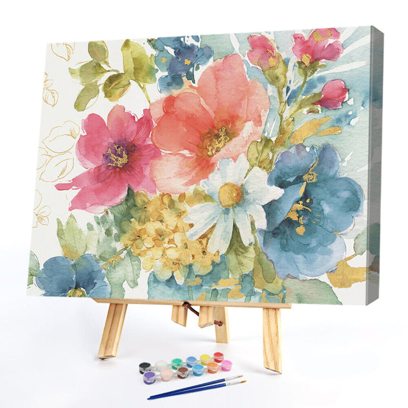 Multi-color Flower Oil Paint By Numbers DIY Frameless Drawing Picture for Adu