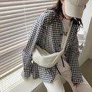 Women Casual Solid Color Canvas Crossbody Bag Fashion Small Chest Shoulder Bags