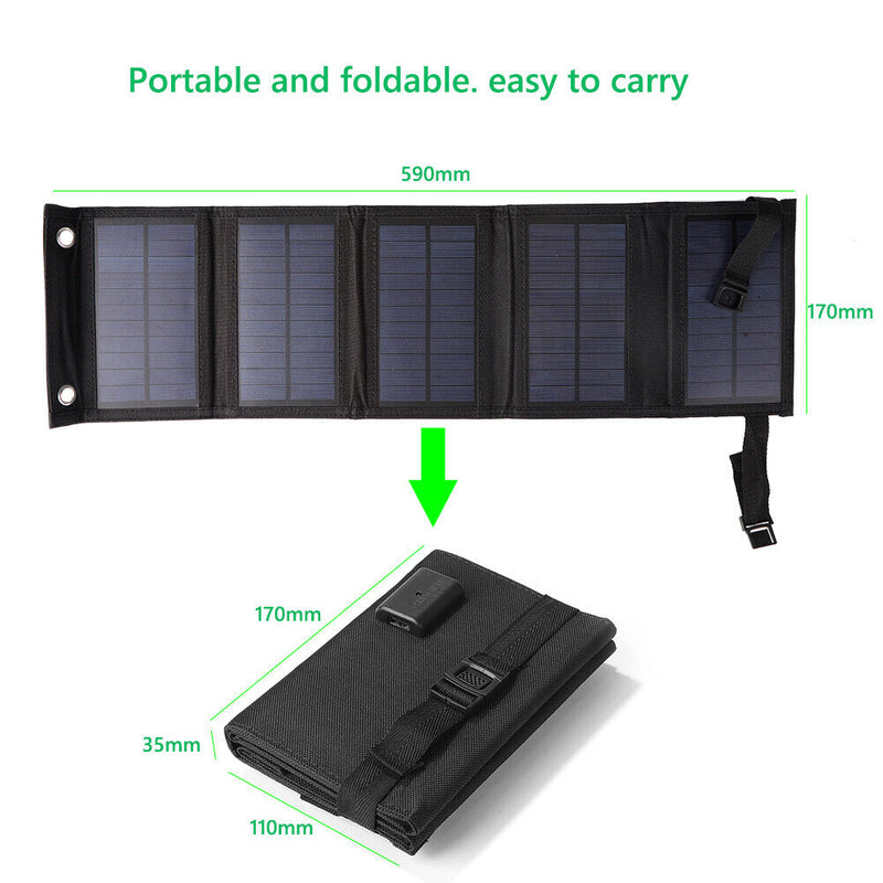 Waterproof 20W Power Bank Charger Solar Cells Battery Pack 5V USB Solar Pan