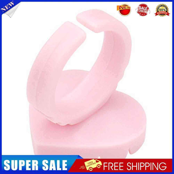 100pcs Heart Eyelash Extension Glue Ring Holder Eyelash Glue Cup (Pink)