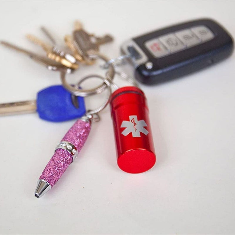 EDC Sealed Medicine Keyring Keychain Pill Box Bottle Holder Container