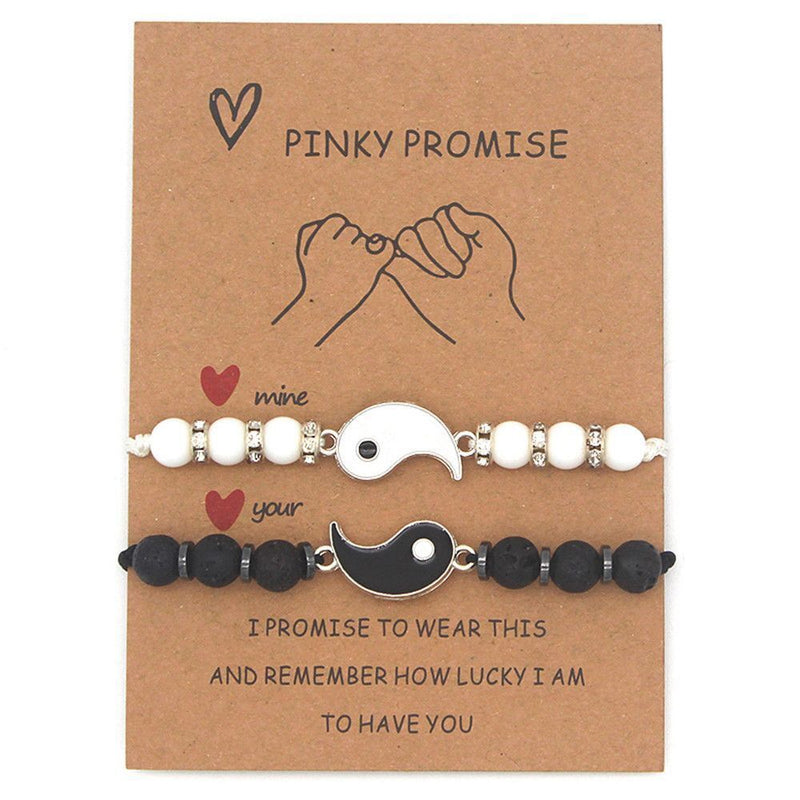 Yin Yang Charm Pendant Yin Yang Charm Wristband Couple Bracele Weaving Rope