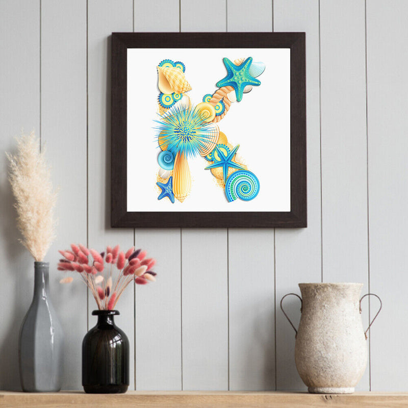 5D DIY Diamond Painting Kits Starfish Letter K Full Round Drill Art (G664)