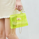 Fashion Women Transparent Messenger Bag Ladies Beach Chain Handbag (Yellow)