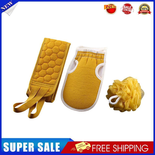 3pcs Body Cleaning Exfoliating Shower Ball Back Scrubber Gloves (Yellow)